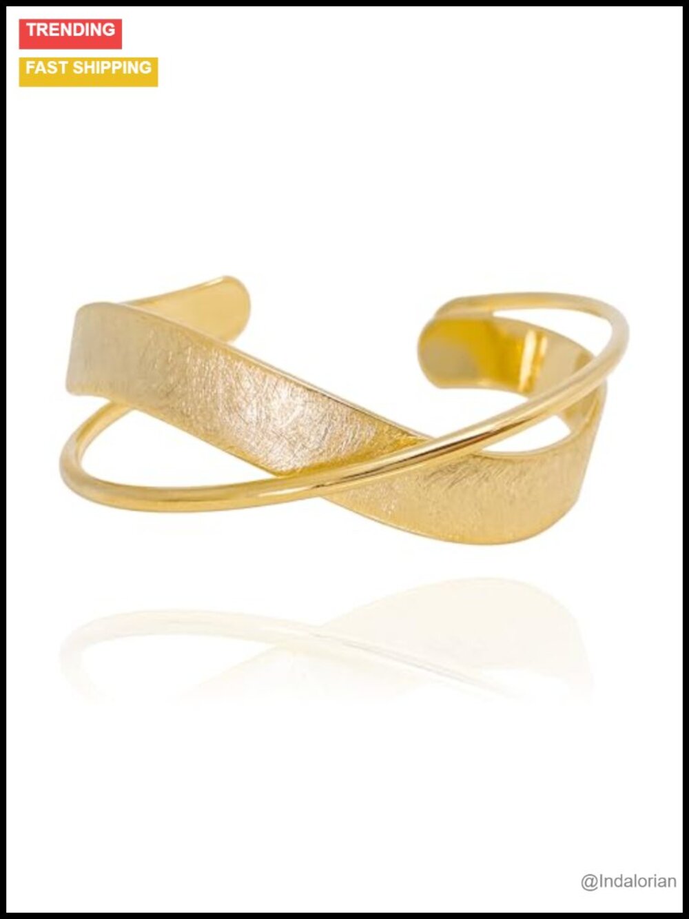 Gold Plated Cuff Bracelet Textured Bangle Stacking Jewelry
